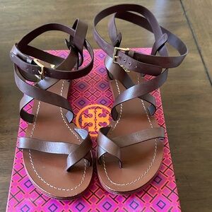 Tory Burch Dark Brown Strappy Sandals